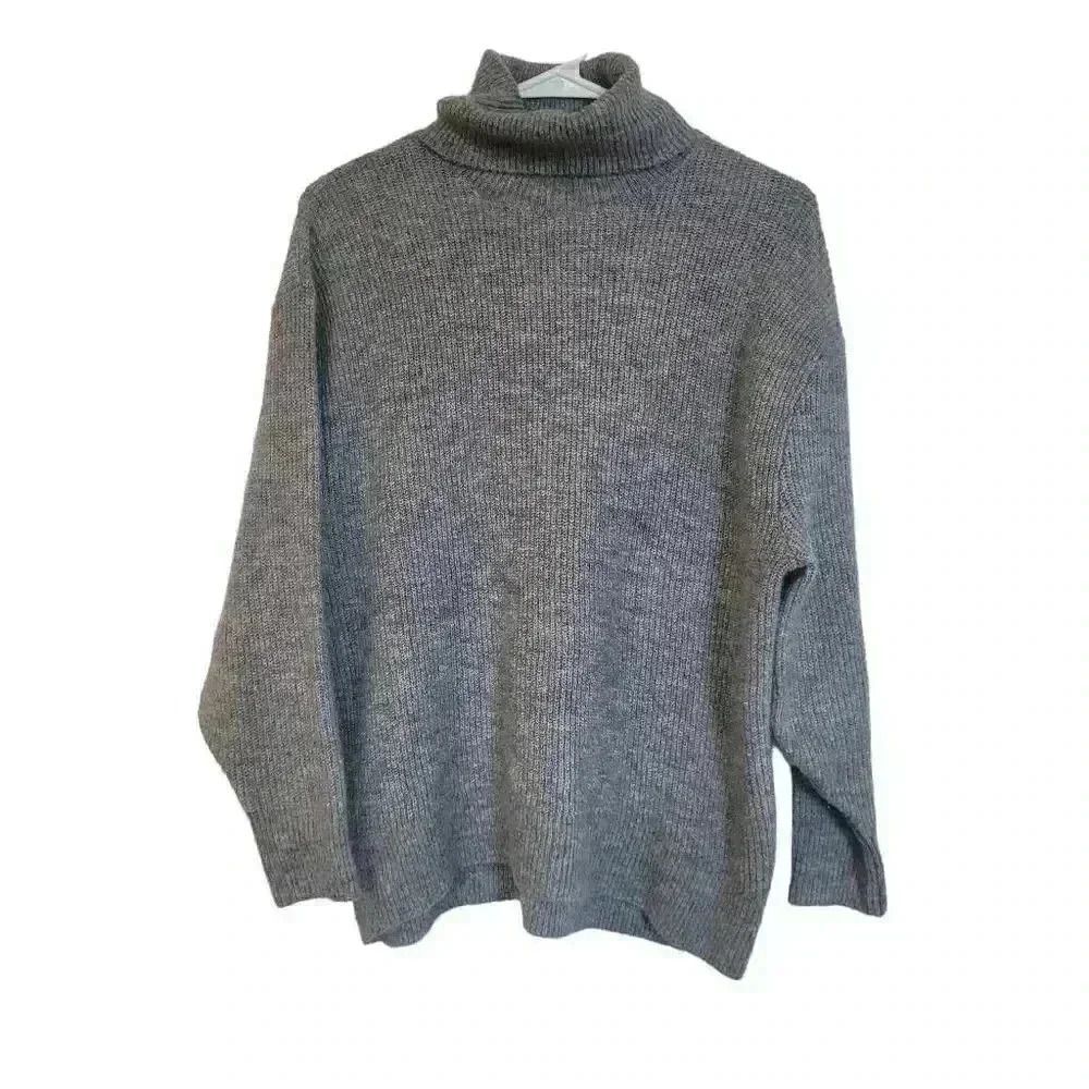 H&M Divided Women's Gray Acrylic/Poly/Wool/Spandex Knit Relaxed Fit Turtleneck S